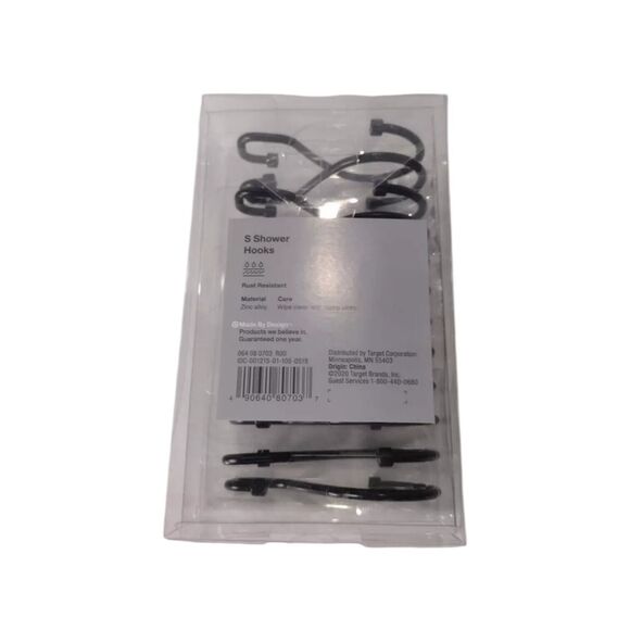 MADE BY DESIGN 12 Ct Shower Hooks S-Hooks Matte Black Finish C72Q - Picture 4 of 5